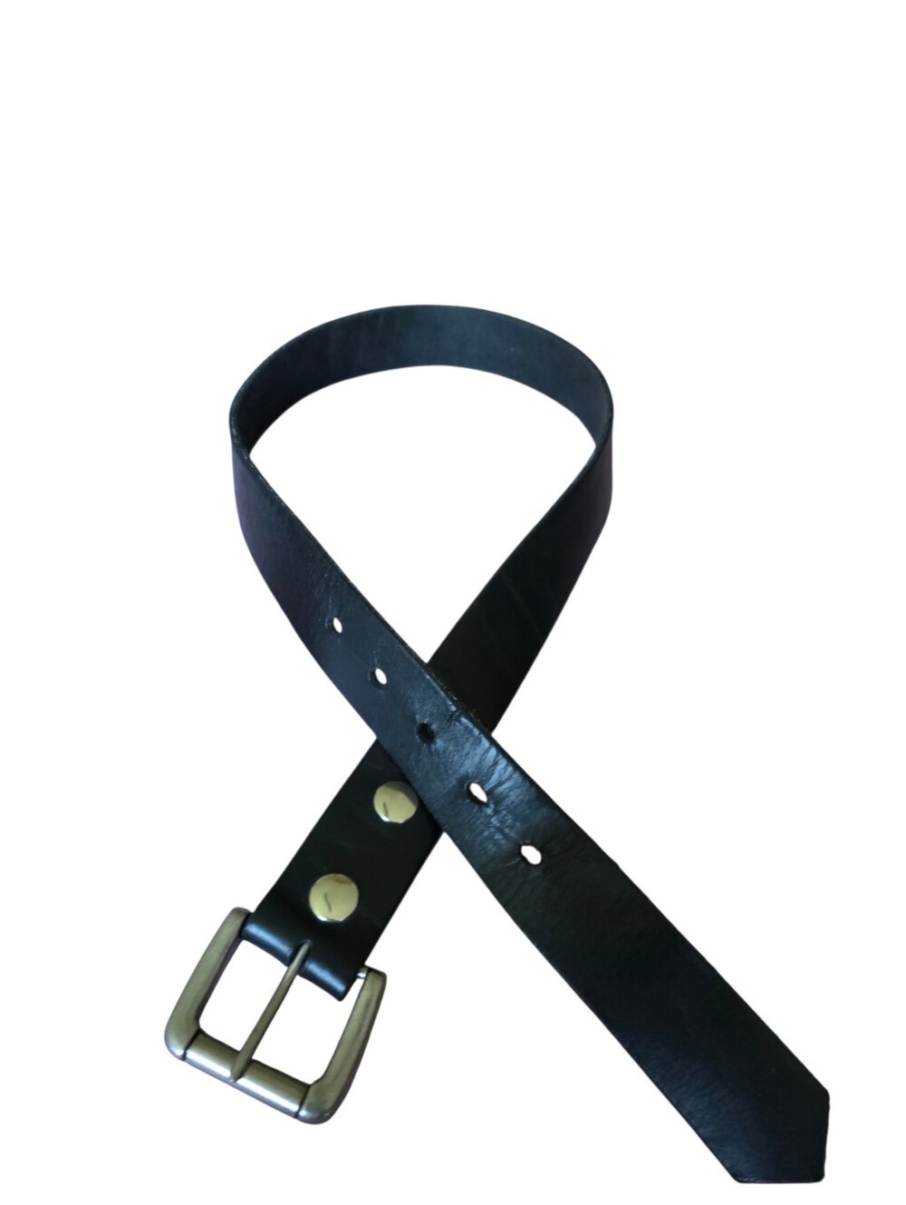 Classic Black Leather Men’s Or Womens Belt with Brushed Metal Buckle